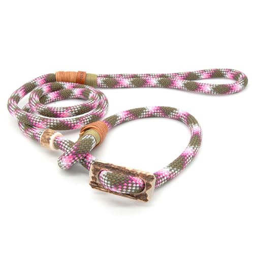 Retrieverleine 10 mm | Dewkiss | Moxon-Leine mit hochwertigem Horn-Zugstopp | robuste, wetterfeste Hundeleine aus Tau mit integrierter Halsung - 220 cm von KENSONS for dogs