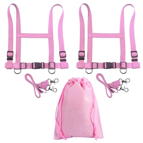 2 Stück Pferdeleine Zum Spielen Für Kinder, Rosa Verstellbares Pferdeleine, Pferdegeschirr Für Kinder Zum Spielen, Pferde Spielleine für Skifahren Rollenspie von KEORHEZ