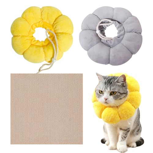 Halskrause Katze Leckschutz Katze Katzenkragen Leckschutz Weich Geeignet Für Kleine Hunde Und Katzen（Gelb Und Grau） von KEORHEZ