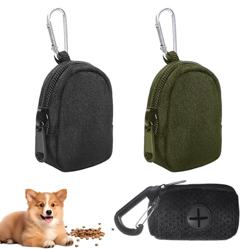 KEORHEZ 2 Stück Leckerlitasche für Hunde,Hunde Leckerlitasche,Futterbeutel Hundetraining,Hundeleckerli Tasche,Kommt mit 1 Kotbeutelspender,Hunde Zubehör Kann Münze,Kopfhörer,Datenkabel von KEORHEZ