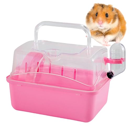 Hamster-Reisetransportbox, Transportkäfig für Zwerghamster mit Wasserflasche, belüftetes, komfortables Design, Transportbox für kleine Haustiere, Reisebox für Rennmäuse, Igel, Mäuse, Eichhörnchen von KERALI