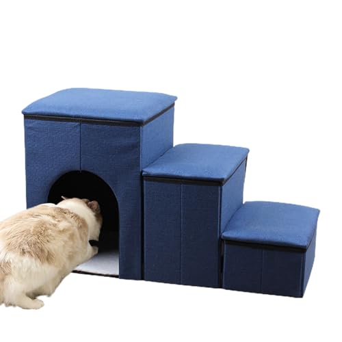 Hundebett-Stufe, 3-Stufen-Haustiertreppe für hohe Betten, tragbare Hundetreppe zum Bettklettern, rutschfeste, ausgewogene Rampentreppe für Couch, Sofa und hohe Betten, Haustiertreppe für den Innenbere von KERALI