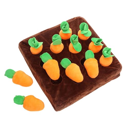 KERALI Interaktives Karotten-Hundespielzeug, Hunde-Karotten-Patch-Spielzeug mit 12 Plüsch-Karotten, langlebiges Hunde-Karotten-Plüsch-Haustierspielzeug, Schnüffel-Trainingsmatte für Haustiere von KERALI