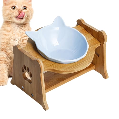 KERALI Katzennapf gegen Erbrechen | Haustierbedarf Stressfreier Futternapf für Haustiere - Hoher Katzennapf für einzelne Katzen – ergonomische, schräge Katzenfutter- oder Wassernäpfe aus Keramik für von KERALI