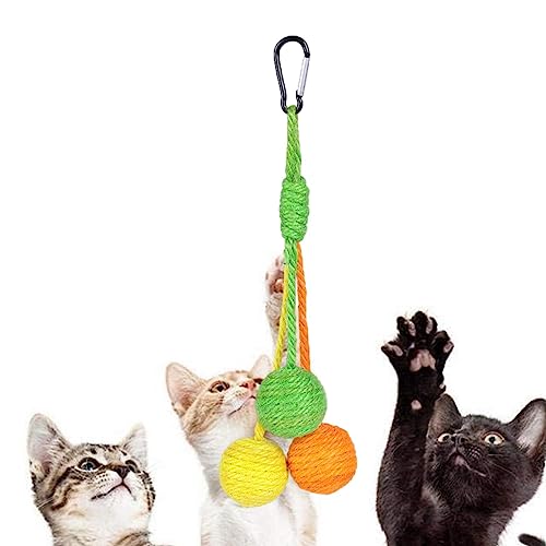 KERALI Katzenseil-Ballspielzeug,Kätzchenspielzeug Sisalball - Tragbares und interaktives Katzen-Sisal-Seilballspielzeug, rollender Ball, Kratzkatzenspielzeug für Haustiere, Katzen, Welpen von KERALI