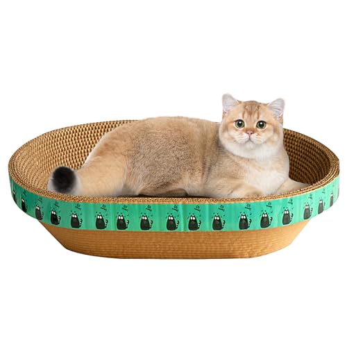 Katzenkratzschale aus Pappe, Nest für Katzenkratzpads, Katzenkratzmatte aus Pappe, rundes Katzenkratzbrett, gewellte Lounge-Katzenbetten zum Schutz von Möbeln von KERALI