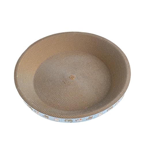 Runde Katzenkratz-Lounge, gewellte Kratzunterlage, Lounge-Matte, rundes Katzenkratzbett aus Pappe, großes, breites Kratzbrett aus Pappe. Ergonomie für Katzen, verhindert Möbelschäden von KERALI