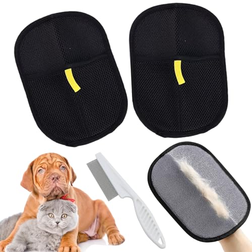 KERANEET 2 Stück Pet Hair Remover Glove Tierhaarentferner Handschuh Pet Grooming Gloves Tierhaarentferner Wiederverwendbare Pet Handschuhe Katzenhaare Hundehaare Handschuh Für Kleidung Sofas Bettlake von KERANEET
