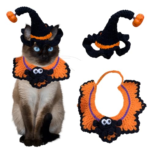 KERANEET Halloween katzenkostüm Haustier Kostüm Halloween Katzenhalsband Katzen Hut Kostüm für Katzen und Einige Welpen von KERANEET