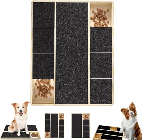 Dog Emery Board Scratcher Treat Box, Nail Scratch Board with Treat Box, Multifunctional Sturdy Dog Paws Scratchboard for Large Dogs Puppy Nail Grinding Pad (6 Grid) von KERLYING