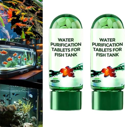 Water Purifying Tablets for Fish Tank, 2025 New Portable Aquarium Water Purification Tablets, Powerful Aquarium Water Purification Tablet, for Fish Tank Cleaning (2PCS) von KERLYING