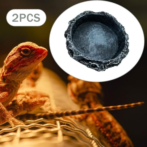 KESOTO 2X Reptilienwassergerichte Lebensmittelschalen Trinken Tabletts Fütterungsschalen Feeder für Leoparden Gecko, Runden KESOTO 2X Reptilienwassergerichte Lebensmittelschalen Trinken Tabletts Fütterungsschalen Feeder für Leoparden Gecko, Runden von KESOTO