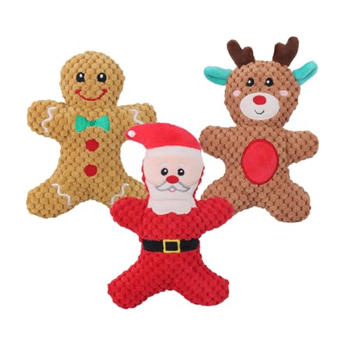 KESOTO 3X Hunde-Quietschspielzeug, interaktives Hundespielzeug, Heimtierbedarf, Sound, Kauen, Quietsche, Weihnachtsspielzeug für kleine, mittelgroße und KESOTO 3X Hunde-Quietschspielzeug, interaktives Hundespielzeug, Heimtierbedarf, Sound, Kauen, Quietsche, Weihnachtsspielzeug für kleine, mittelgroße und von KESOTO