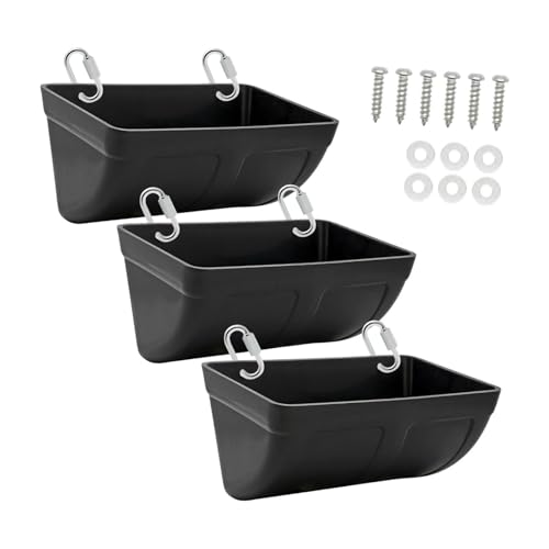 KESOTO 3er Set Tränkeeimer für Geflügel, Futterspender für Hühner, Hängender Wasserspender für Tiere, Schwarz KESOTO 3er Set Tränkeeimer für Geflügel, Futterspender für Hühner, Hängender Wasserspender für Tiere, Schwarz von KESOTO