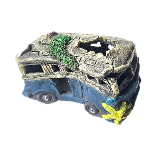 KESOTO Auto Wrack Dekoration für Aquarien, Versteck für Fische Und Garnelen, Schulbus KESOTO Auto Wrack Dekoration für Aquarien, Versteck für Fische Und Garnelen, Schulbus von KESOTO