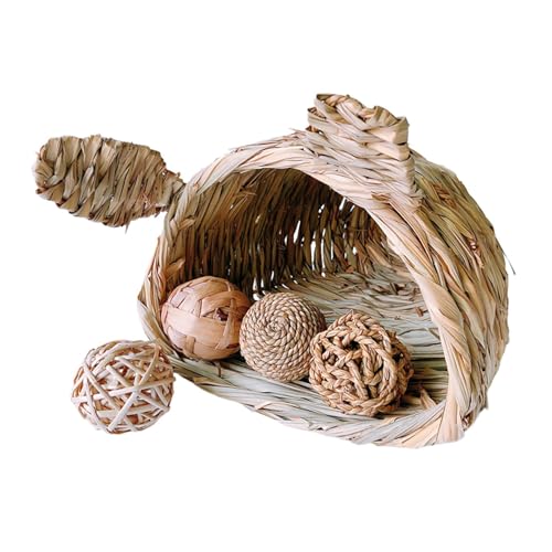 KESOTO Grass Home Grass Hideaway, handgefertigt, komfortable Hütte, Spielbett, Hütte mit Öffnungen, Spielhaus für Frettchen, Chinchilla KESOTO Grass Home Grass Hideaway, handgefertigt, komfortable Hütte, Spielbett, Hütte mit Öffnungen, Spielhaus für Frettchen, Chinchilla von KESOTO