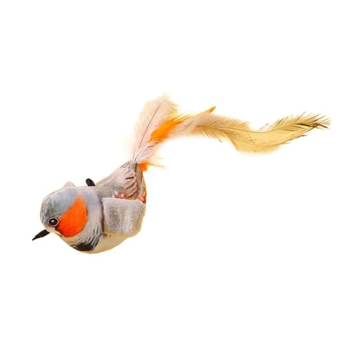 KESOTO Interaktives Katzenspielzeug, Federspielzeug, einziehbar, mit Geräusch, zwitschernder Vogel, Quietschspielzeug, Katzenspielzeug für kleine Tiere, Grau KESOTO Interaktives Katzenspielzeug, Federspielzeug, einziehbar, mit Geräusch, zwitschernder Vogel, Quietschspielzeug, Katzenspielzeug für kleine Tiere, Grau von KESOTO