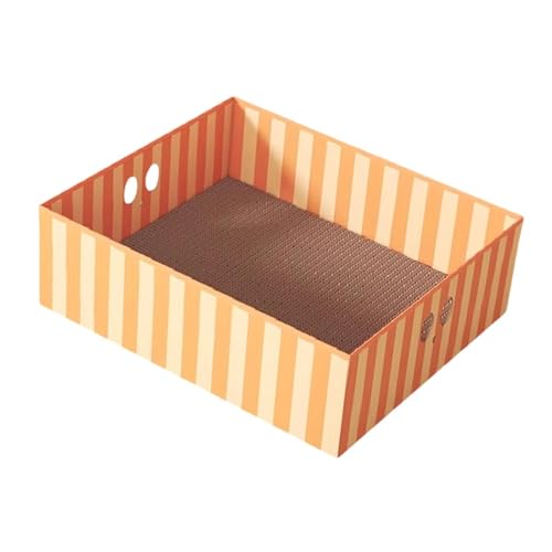 KESOTO Katzen-Papphaus-Haustier-Kratzunterlage, Katzen-Kratzkarton, Katzenkratzer-Box für Schleifpfoten, Orangeweiß KESOTO Katzen-Papphaus-Haustier-Kratzunterlage, Katzen-Kratzkarton, Katzenkratzer-Box für Schleifpfoten, Orangeweiß von KESOTO