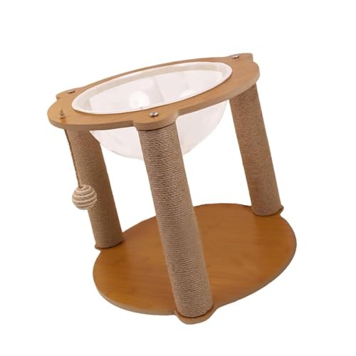 KESOTO Katzenbett aus Holzkapsel, Schlafnest mit Ball, Klettergerüst aus Holz, für alle Jahreszeiten, Katzenbett zum Kratzen für Kätzchen, für Hauskatzen, DREI Säulen KESOTO Katzenbett aus Holzkapsel, Schlafnest mit Ball, Klettergerüst aus Holz, für alle Jahreszeiten, Katzenbett zum Kratzen für Kätzchen, für Hauskatzen, DREI Säulen von KESOTO