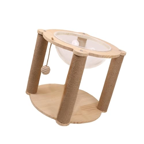 KESOTO Katzenbett aus Holzkapsel, Schlafnest mit Ball, Klettergerüst aus Holz, für alle Jahreszeiten, Katzenbett zum Kratzen für Kätzchen, für Hauskatzen, Vier Säulen KESOTO Katzenbett aus Holzkapsel, Schlafnest mit Ball, Klettergerüst aus Holz, für alle Jahreszeiten, Katzenbett zum Kratzen für Kätzchen, für Hauskatzen, Vier Säulen von KESOTO
