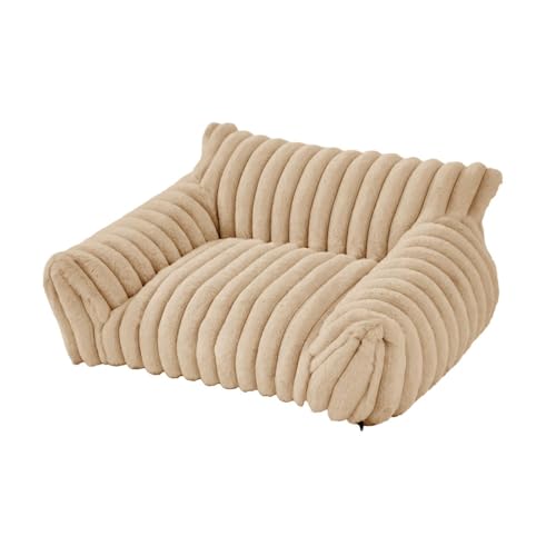 KESOTO Katzencouch Bett Hundebett rutschfeste Unterseite Katzenbetten für Hauskatzen Katzensofa für Kätzchen, Beige von KESOTO