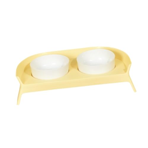 KESOTO Katzenfutter Und Wassernapf Set mit Erhöhtem Design, rutschfest Und Leicht zu Reinigen, Gelb Weiss KESOTO Katzenfutter Und Wassernapf Set mit Erhöhtem Design, rutschfest Und Leicht zu Reinigen, Gelb Weiss von KESOTO