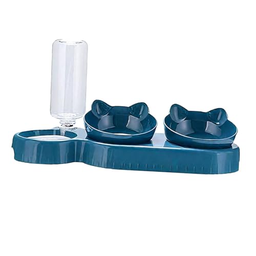 KESOTO Katzennapf 3 in 1 Wasserspender Futterschale mit Automatischer 500ml Flasche Und Erhöhtem Design für Katzen Kleine Hunde Haustiere Innenfütterun, Blau KESOTO Katzennapf 3 in 1 Wasserspender Futterschale mit Automatischer 500ml Flasche Und Erhöhtem Design für Katzen Kleine Hunde Haustiere Innenfütterun, Blau von KESOTO