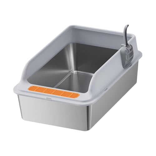 KESOTO Katzenstreu aus Edelstahl, Katzentoilette mit niedrigem Einstieg, Katzensandkasten für kleine und große Katzen, Hellgrau KESOTO Katzenstreu aus Edelstahl, Katzentoilette mit niedrigem Einstieg, Katzensandkasten für kleine und große Katzen, Hellgrau von KESOTO