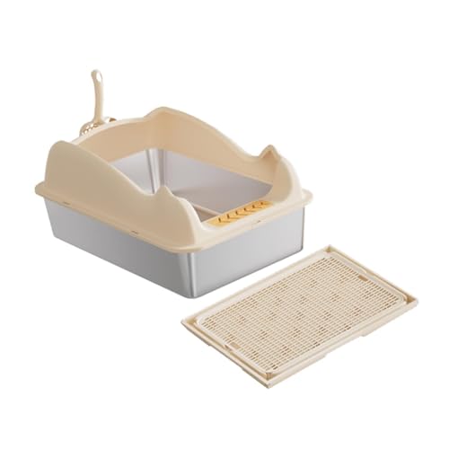 KESOTO Katzentoilette mit Offenem Design, Katzensandbehälter für Katzen, Khaki mit Matte KESOTO Katzentoilette mit Offenem Design, Katzensandbehälter für Katzen, Khaki mit Matte von KESOTO