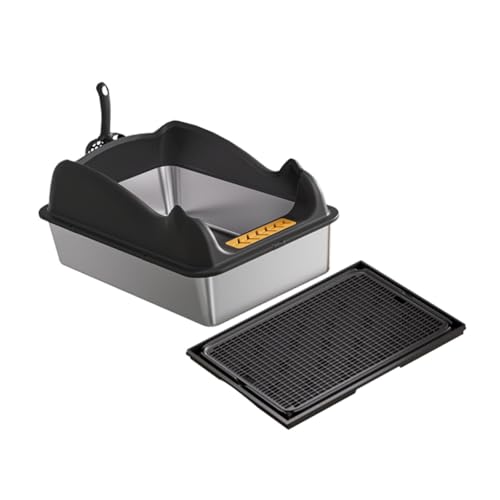 KESOTO Katzentoilette mit Offenem Design, Katzensandbehälter für Katzen, Schwarz mit Matte KESOTO Katzentoilette mit Offenem Design, Katzensandbehälter für Katzen, Schwarz mit Matte von KESOTO