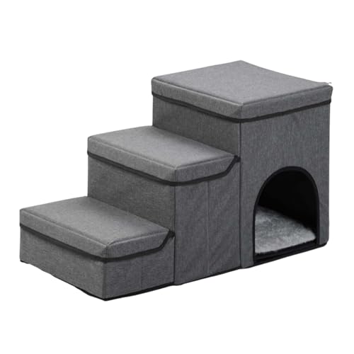 KESOTO Katzentreppe, Bequeme, Faltbare Haustierrampe für Kleine Und Mittelgroße Hunde Und Katzen, Hohes Bett KESOTO Katzentreppe, Bequeme, Faltbare Haustierrampe für Kleine Und Mittelgroße Hunde Und Katzen, Hohes Bett von KESOTO
