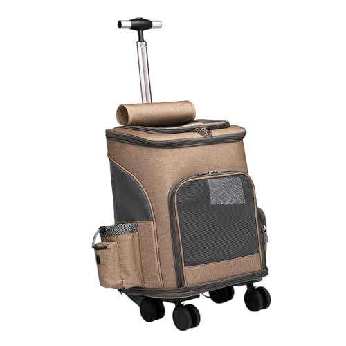 KESOTO Katzenwagenkoffer mit Rädern, Tragenbeutel, Hundeträger -Reisetasche Hunde -Rucksack für Katzen Welpen Kätzchen Hunde kleine Tiere, Braun KESOTO Katzenwagenkoffer mit Rädern, Tragenbeutel, Hundeträger -Reisetasche Hunde -Rucksack für Katzen Welpen Kätzchen Hunde kleine Tiere, Braun von KESOTO