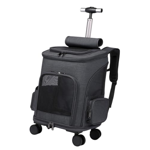 KESOTO Katzenwagenkoffer mit Rädern, Tragenbeutel, Hundeträger -Reisetasche Hunde -Rucksack für Katzen Welpen Kätzchen Hunde kleine Tiere, Schwarz von KESOTO