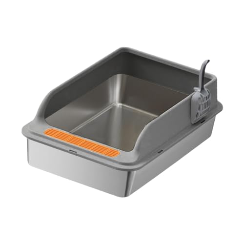 KESOTO Offene Katzentoilette für Haustiere, Katzentoilette, Katzensandkasten, Katzentoilette, erhöhter Zaun, tragbar, halbgeschlossen, niedriger Einstieg, Dunkelgrau KESOTO Offene Katzentoilette für Haustiere, Katzentoilette, Katzensandkasten, Katzentoilette, erhöhter Zaun, tragbar, halbgeschlossen, niedriger Einstieg, Dunkelgrau von KESOTO