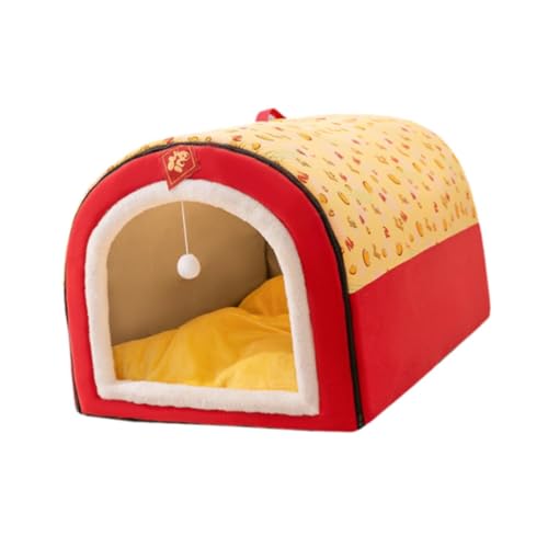 KESOTO Tragbare Hundehütte, weiches Zwingerbett, waschbar, mit Kissen, gemütliches Hunde-/Katzennest, Welpenhöhle, Haustier-Hundenest für Neujahr, für den, Rot KESOTO Tragbare Hundehütte, weiches Zwingerbett, waschbar, mit Kissen, gemütliches Hunde-/Katzennest, Welpenhöhle, Haustier-Hundenest für Neujahr, für den, Rot von KESOTO