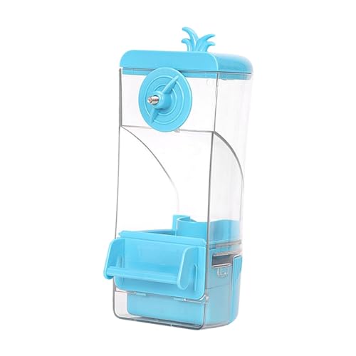 KESOTO Vogelkäfig Futterspender Zum Aufhängen, Futterstation, Transparent, Spritzwassergeschützt, Futterspender für Papageien, Futterbehälter für Fin, Blau von KESOTO