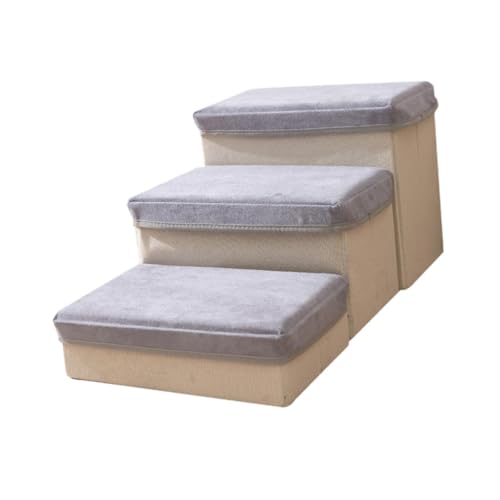 Rampenstufen für Haustiere, Hundetreppe, dreistufig, rutschfest, für Katzen und Welpen, ältere Hunde, Hundetreppe mit Abhang, Hundetreppe, Grau Rampenstufen für Haustiere, Hundetreppe, dreistufig, rutschfest, für Katzen und Welpen, ältere Hunde, Hundetreppe mit Abhang, Hundetreppe, Grau von KESOTO