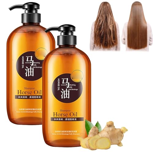 Horse Oil Nourishing Shampoo, Horse Oil Supple Moisturizing Shampoo, Anti-Haarausfall-Shampoo für kräftigeres, dickeres, längeres Haar (2pcs) von KEVGNRO
