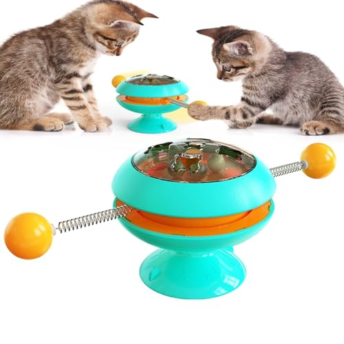 KEVGNRO Interaktives Katzenminze-Trainingsspielzeug, interaktives Ball-Katzenminze-Katzentrainingsspielzeug, interaktives Katzenspielzeug mit Drehteller (Blau) von KEVGNRO