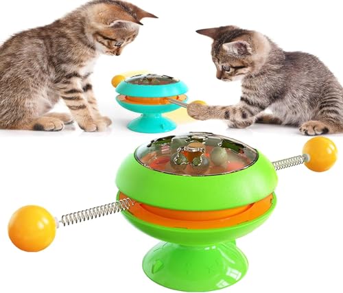 KEVGNRO Interaktives Katzenminze-Trainingsspielzeug, interaktives Ball-Katzenminze-Katzentrainingsspielzeug, interaktives Katzenspielzeug mit Drehteller (Grün) von KEVGNRO