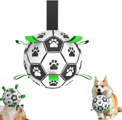 KEVGNRO Pawkick Soccer Ball für Hunde,Hundefußball mit Riemen,Pawkick Ball,Hundefußball unzerstörbar,Hundespielzeug Soccer Ball mit Riemen (Bissbeständige Modelle) von KEVGNRO