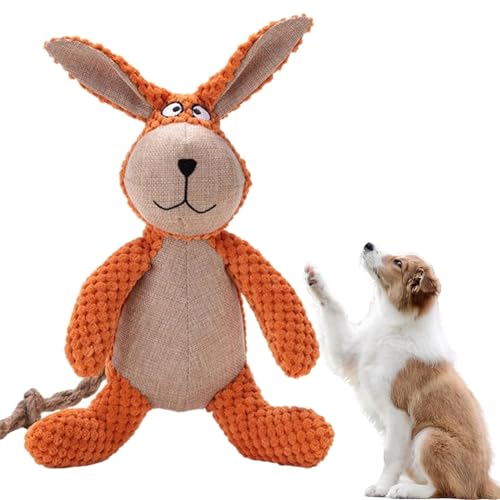 KEVGNRO Robustes Kaninchen - für Starke Kauer, Robustes Kaninchen Hundespielzeug, unzerbrechliches Robustes Kaninchen, unverwüstliches Plüsch Hundespielzeug für Aggressive Kauer (Orange) von KEVGNRO