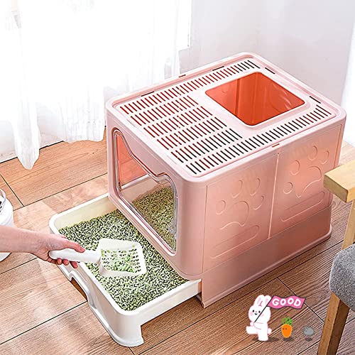 Katzentoilette für Katzen, großes Katzentoilettenhaus, faltbar, mit Deckel, Schublade und Schaufel, tragbar, Katzenkiste WC für Katzen mit Deckel für große und kleine Katzen, Rosa, 51 x 41 x 38 cm Katzentoilette für Katzen, großes Katzentoilettenhaus, faltbar, mit Deckel, Schublade und Schaufel, tragbar, Katzenkiste WC für Katzen mit Deckel für große und kleine Katzen, Rosa, 51 x 41 x 38 cm von KEVO