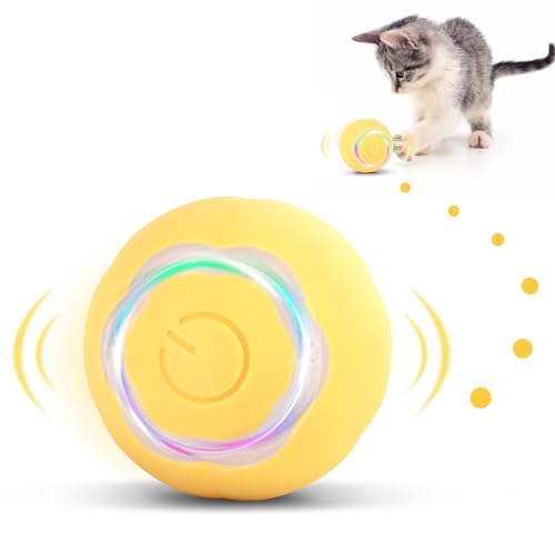 KEWUZY Katzenspielzeug Elektrisch Katzenball mit LED Licht,360-Grad-Ball Automatischer Modellierung von Katzenpfoten Interaktives Katzenspielzeug USB Wiederaufladbarer für Katzen (Gelb) KEWUZY Katzenspielzeug Elektrisch Katzenball mit LED Licht,360-Grad-Ball Automatischer Modellierung von Katzenpfoten Interaktives Katzenspielzeug USB Wiederaufladbarer für Katzen (Gelb) von KEWUZY