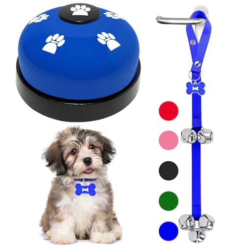 KEXIAVA Hundetürklingel, Hundetrainingsglocke für Welpen, Töpfchen, verstellbarer Gurt, Türklingel und Kommunikationsgerät, Hundeglocke, Katze, Welpen, interaktive Glocke (blau), 2 Stück von KEXIAVA