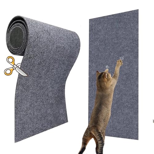 Selbstklebend Kratzmatte Katze, Kratz-Wandpolster von Katzenkrallen, für DlY Pfosten, Kätzchen, Baum, Klettern, 79 x 16 cm (Grau) von KEYIDE