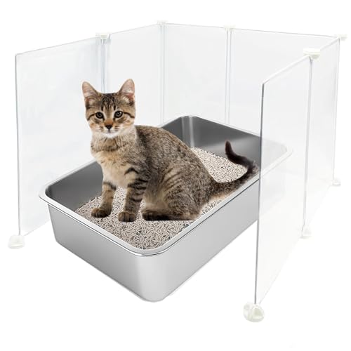 KEYIDE Transparentes Katzentoiletten-Gehege, Spritzschutz, Katzentoiletten-Sichtschutz, hochseitiger Streuschutz, leicht zu reinigen, hält den Boden sauber, 59,9 cm L x 47 cm B x 49,9 cm H KEYIDE Transparentes Katzentoiletten-Gehege, Spritzschutz, Katzentoiletten-Sichtschutz, hochseitiger Streuschutz, leicht zu reinigen, hält den Boden sauber, 59,9 cm L x 47 cm B x 49,9 cm H von KEYIDE