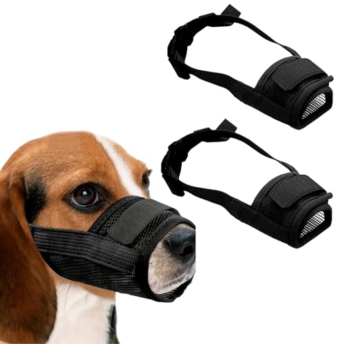 KEYRI 2 Stück Maulkorb Für Hunde Verstellbare Schlaufe Weicher Maulkorb Verhindert Das Beißen Ermöglicht HechelnTrinken Und Bellen Netzmaulkorb für Kleine Große und Hunde (Schwarz, Groß) von KEYRI
