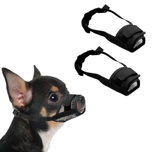 KEYRI 2 Stück Maulkorb Für Hunde Verstellbare Schlaufe Weicher Maulkorb Verhindert Das Beißen Ermöglicht HechelnTrinken Und Bellen Netzmaulkorb für Kleine Große und Hunde (Schwarz, Klein) von KEYRI