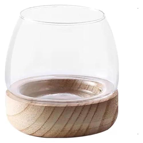 Fischschale, Fischglas, Fischtank, Rundes Aquarium mit Holzsockel, Zierfische, spezielles einfaches Aquarium(XL) von KEuLen
